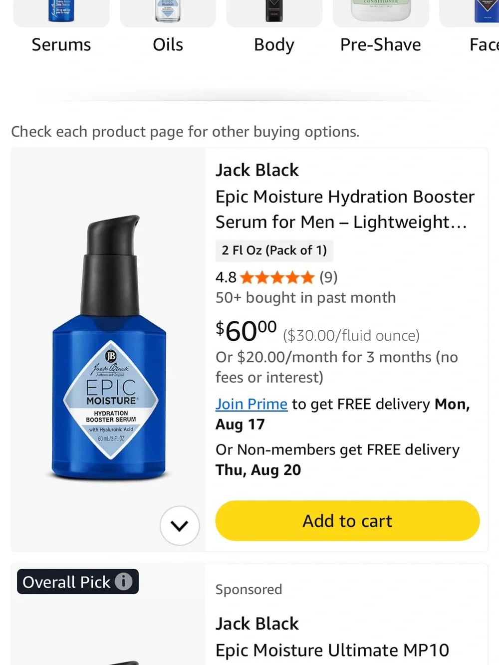 Two bottles of Jack Black Epic Moisturizer Booster Serum
